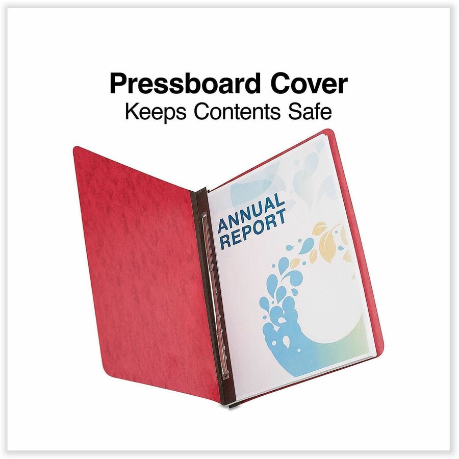 Pressboard Report Cover, Two-Piece Prong Fastener, 3" Capacity, 8.5 x 11, Executive Red/Executive Red