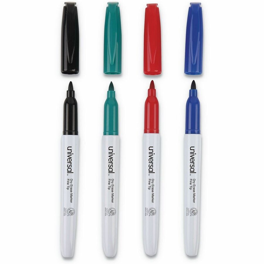 Pen Style Dry Erase Marker, Fine Bullet Tip, Assorted Colors, 4/Set