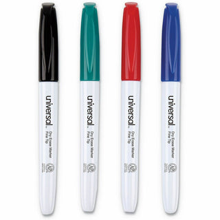 Pen Style Dry Erase Marker, Fine Bullet Tip, Assorted Colors, 4/Set