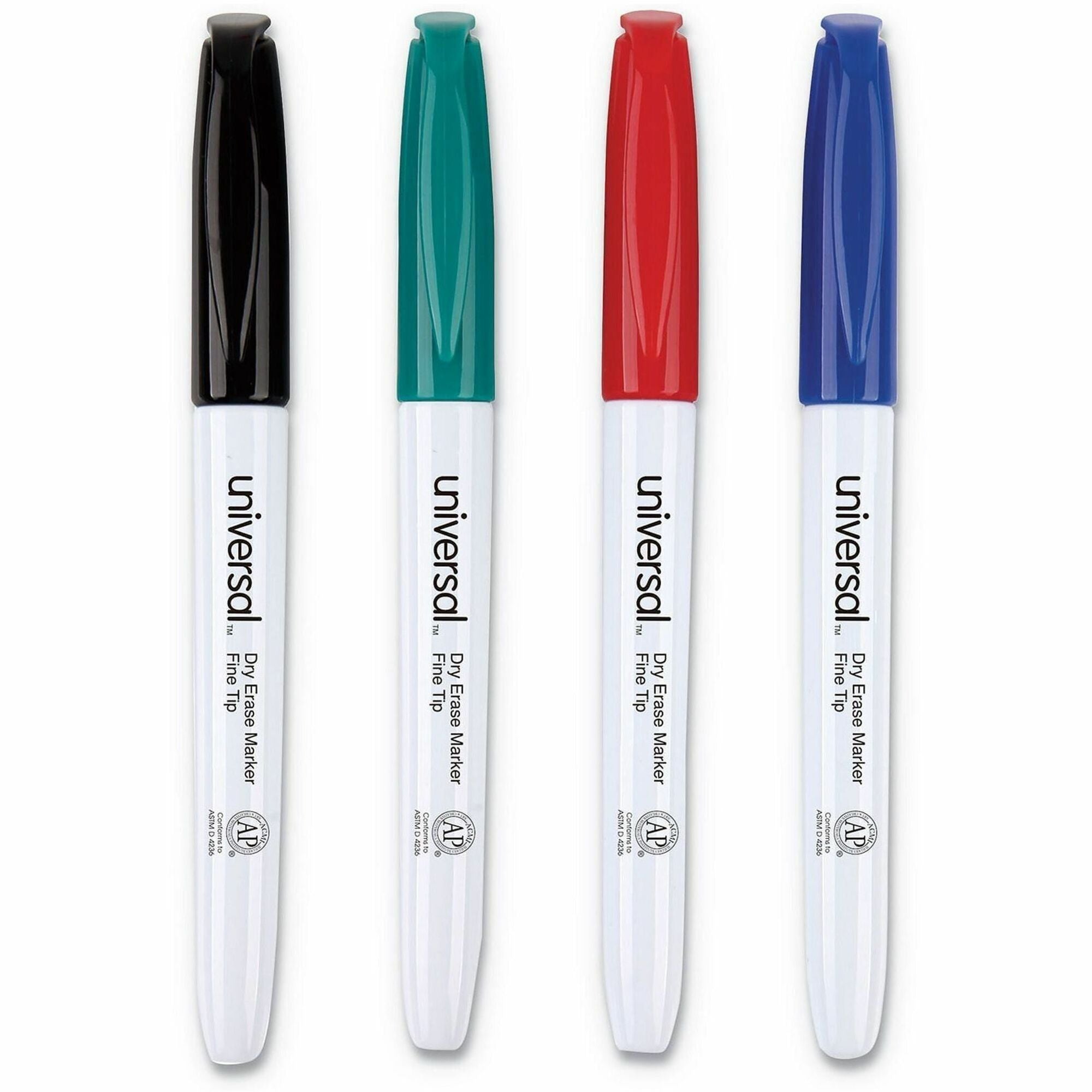 Pen Style Dry Erase Marker, Fine Bullet Tip, Assorted Colors, 4/Set