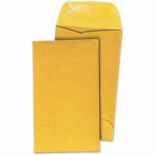Kraft Coin Envelope, #7, Round Flap, Gummed Closure, 3.5 x 6.5, Light Brown Kraft, 500/Box