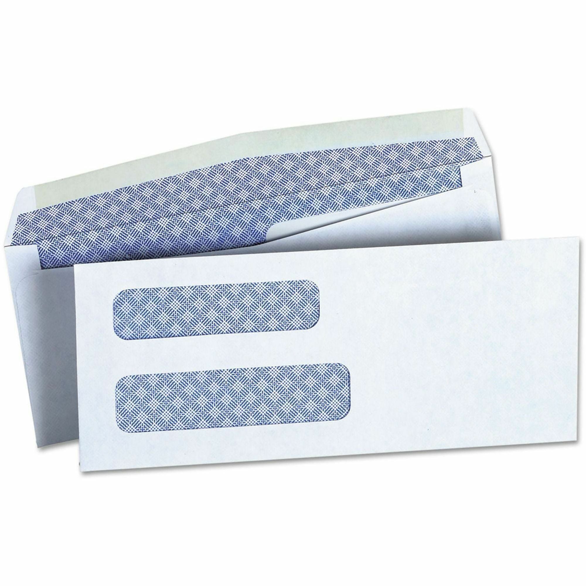 Double Window Business Envelope, #8 5/8, Commercial Flap, Gummed Closure, 3.63 x 8.63, White, 500/Box