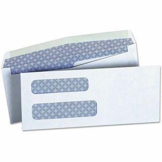 Double Window Business Envelope, #8 5/8, Commercial Flap, Gummed Closure, 3.63 x 8.63, White, 500/Box