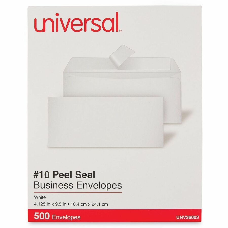 Peel Seal Strip Business Envelope, #10, Square Flap, Self-Adhesive Closure, 4.13 x 9.5, White, 500/Box