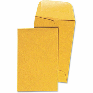 Kraft Coin Envelope, #1, Round Flap, Gummed Closure, 2.25 x 3.5, Light Brown Kraft, 500/Box