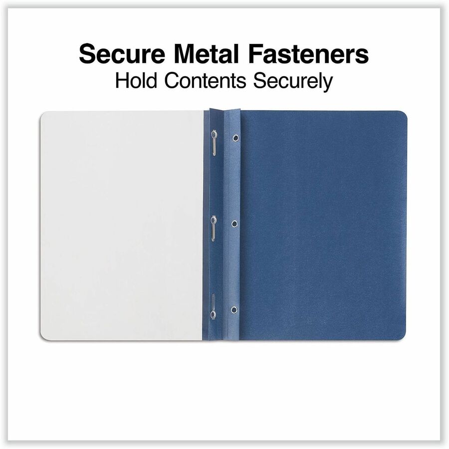 Clear Front Report Cover, Prong Fastener, 0.5" Capacity, 8.5 x 11, Clear/Dark Blue, 25/Box