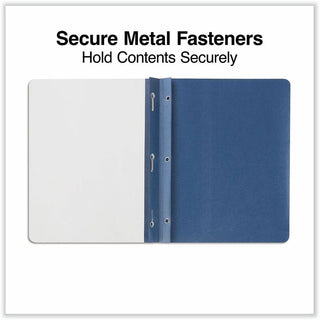 Clear Front Report Cover, Prong Fastener, 0.5" Capacity, 8.5 x 11, Clear/Dark Blue, 25/Box