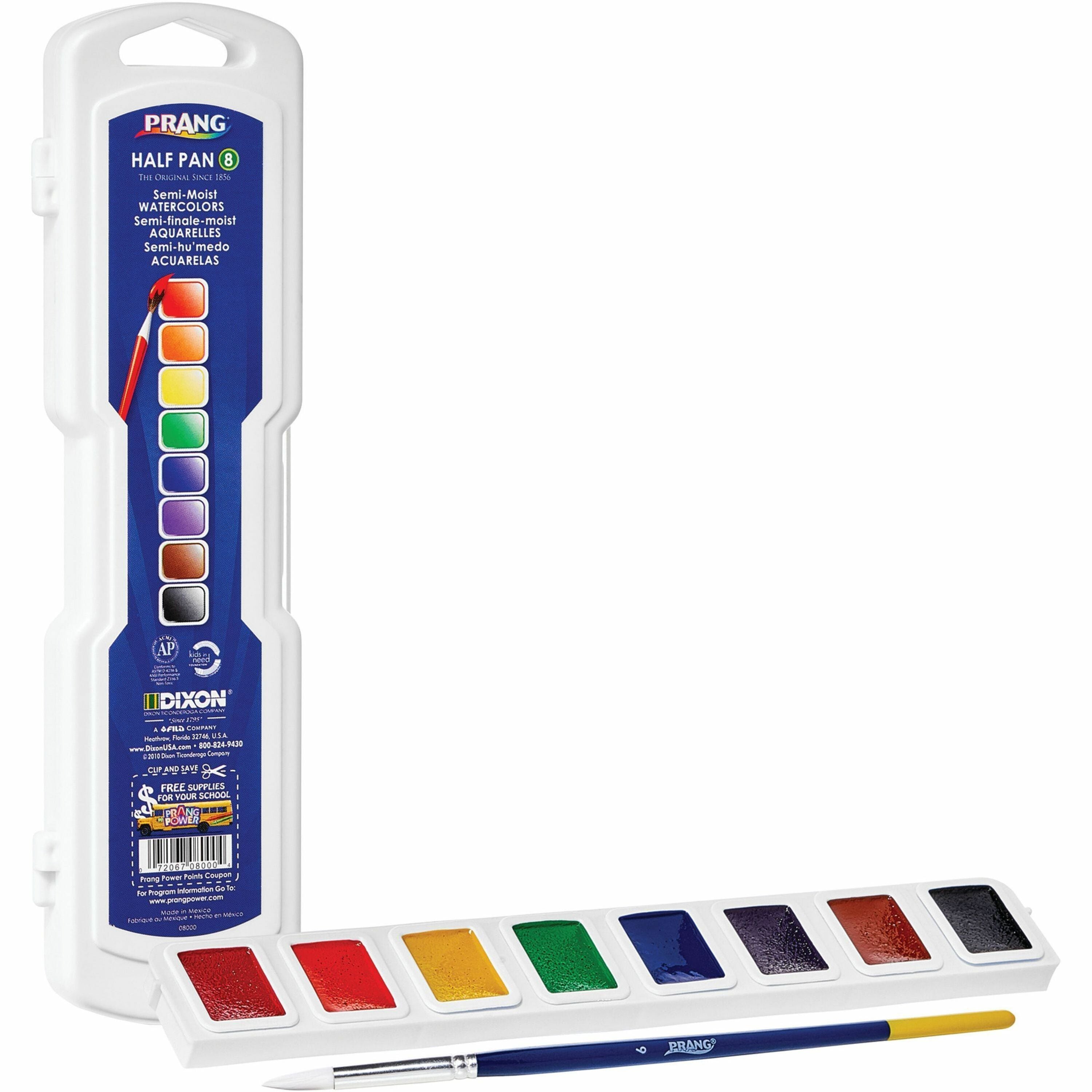 Professional Watercolors, 8 Assorted Colors, Rectangular Pan Palette Tray