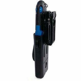 Easycut Self-Retracting Cutter with Safety-Tip Blade, Holster and Lanyard, 6" Plastic Handle, Black/Blue