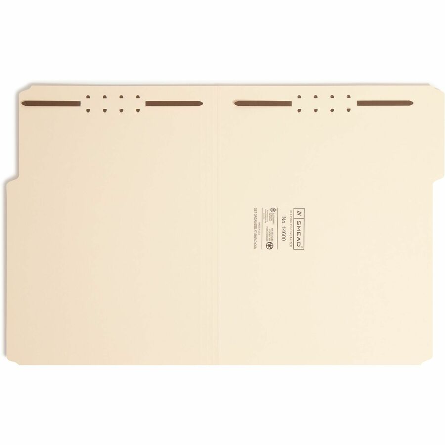 Top Tab Heavyweight Manila Fastener Folders, 0.75" Expansion, 2 Fasteners, Letter Size, Manila Exterior, 50/Box