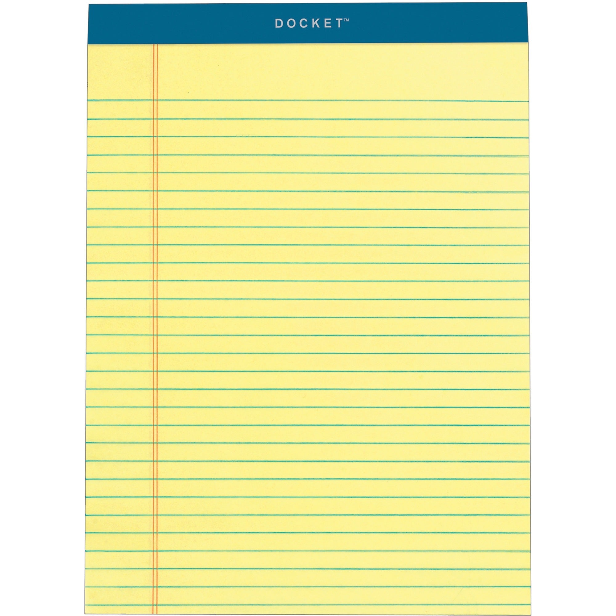 Docket Ruled Perforated Pads, Wide/Legal Rule, 50 Canary-Yellow 8.5 x 11.75 Sheets, 6/Pack