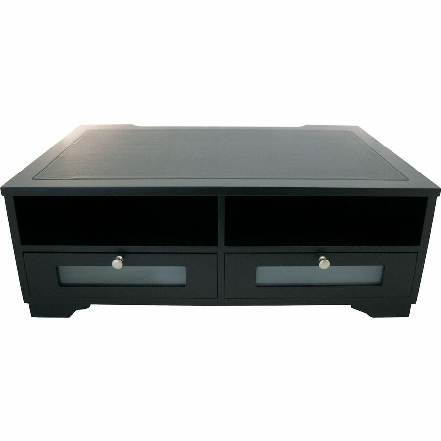 Victor 1130-5 Midnight Black Printer Stand - 2 x Shelf(ves) - 7.8" Height x 21.8" Width x 15.3" Depth - Desktop - Matte - Wood, Glass - Black