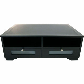 Victor 1130-5 Midnight Black Printer Stand - 2 x Shelf(ves) - 7.8" Height x 21.8" Width x 15.3" Depth - Desktop - Matte - Wood, Glass - Black