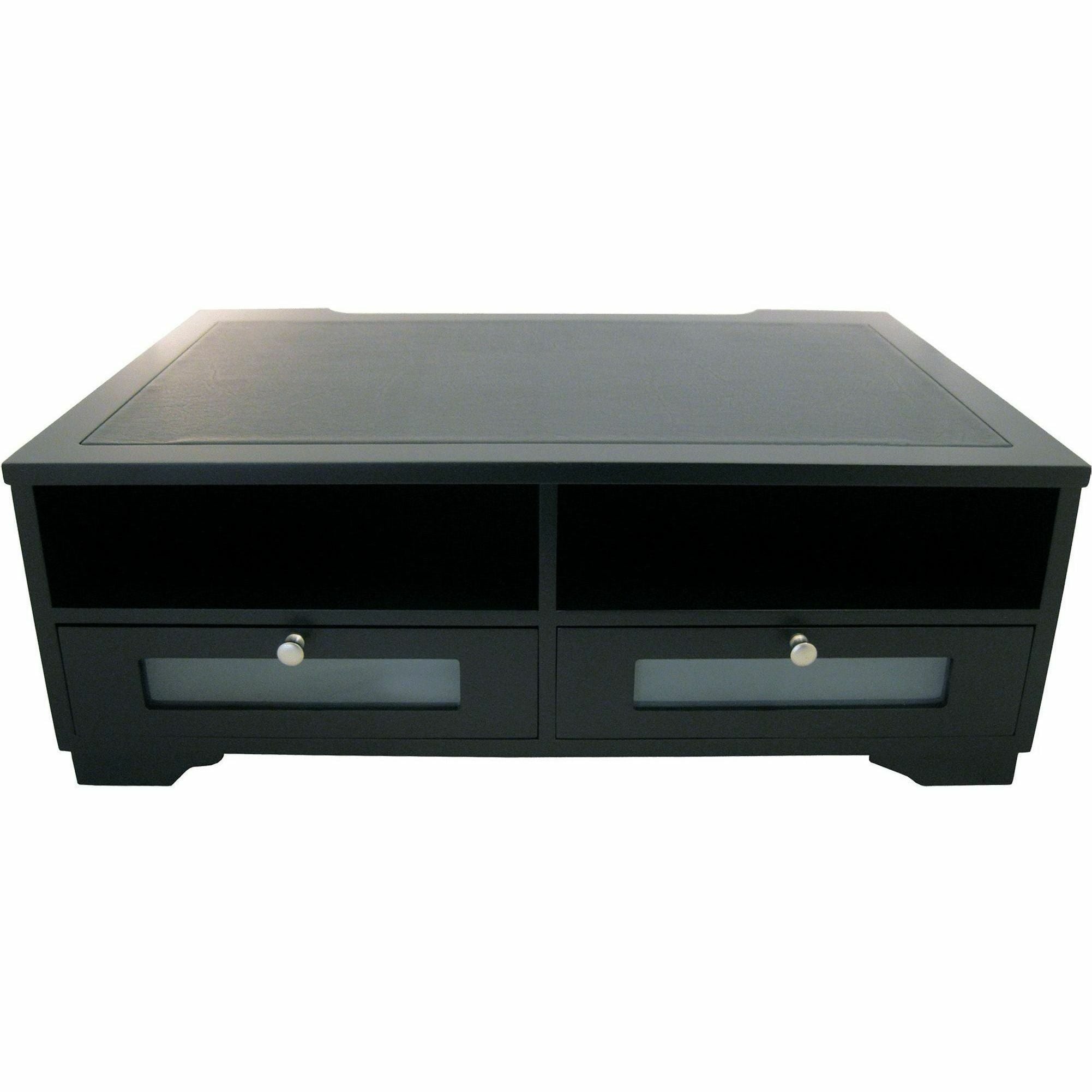 Victor 1130-5 Midnight Black Printer Stand - 2 x Shelf(ves) - 7.8" Height x 21.8" Width x 15.3" Depth - Desktop - Matte - Wood, Glass - Black - 