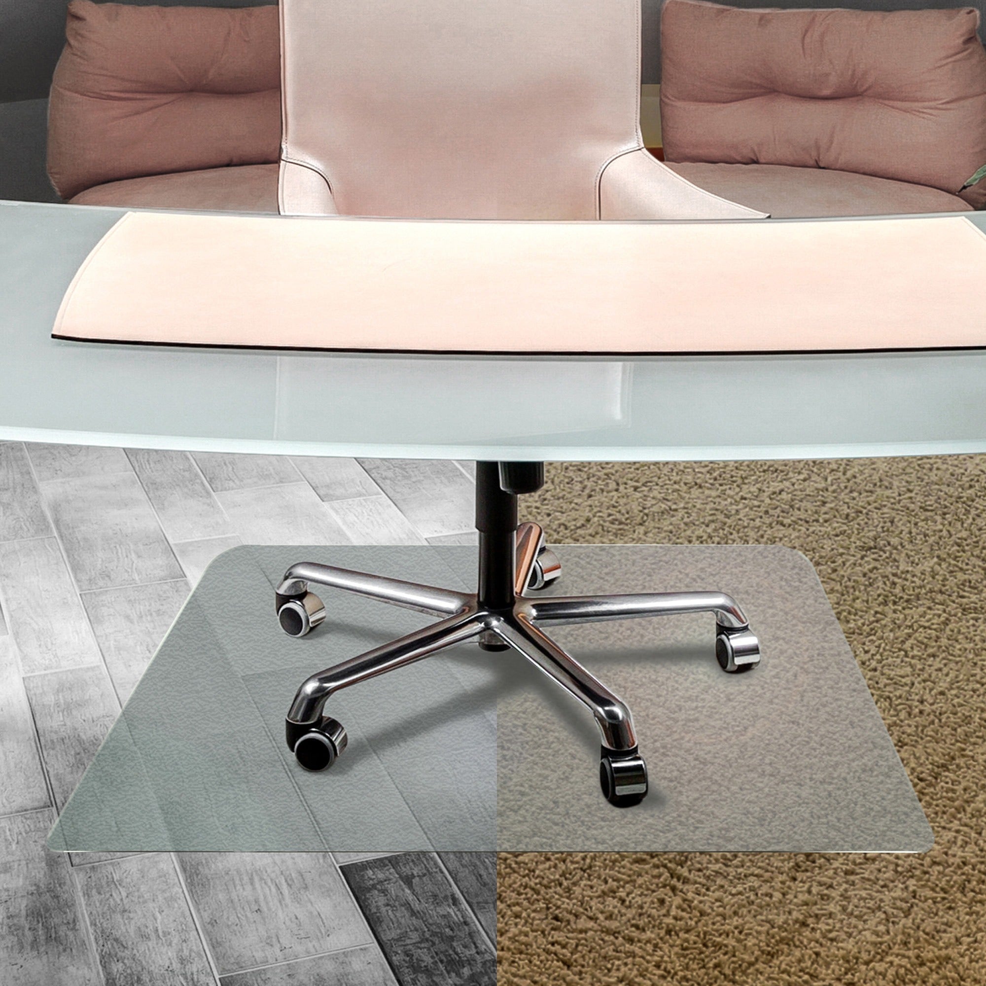 Cleartex Unomat Anti-Slip Rectangular Chair Mat Hard Floors and Carpet Tiles - 48" x 53" - Clear Rectangular Anti-Slip Polycarbonate Chair Mat for Hard Floors and Carpet Tiles - 53" L x 48" W x 0.075" D - 