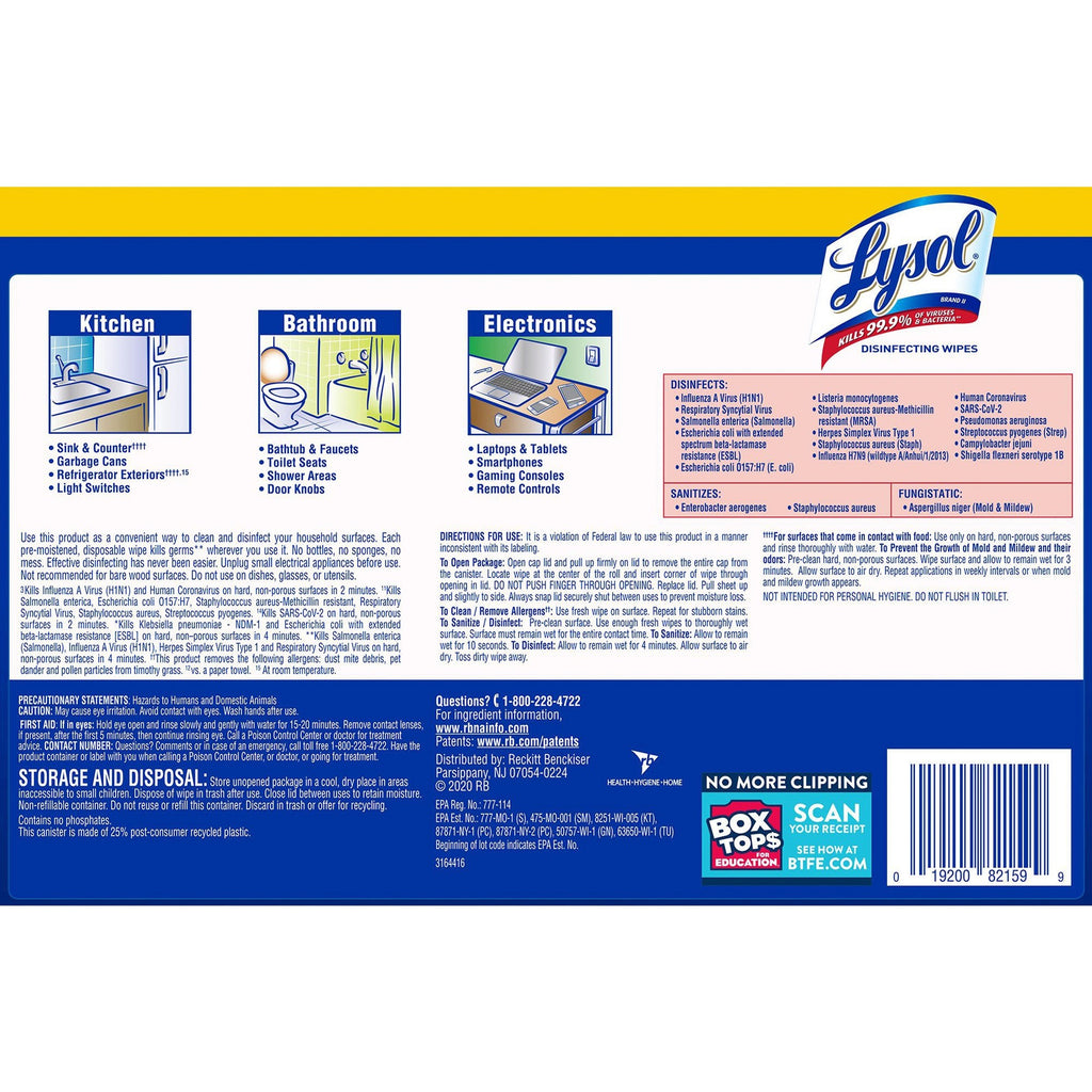 Disinfecting Wipes, 7 x 8, Lemon and Lime Blossom, 35/Canister, 3/Pack, Sold as 1 Package - 2