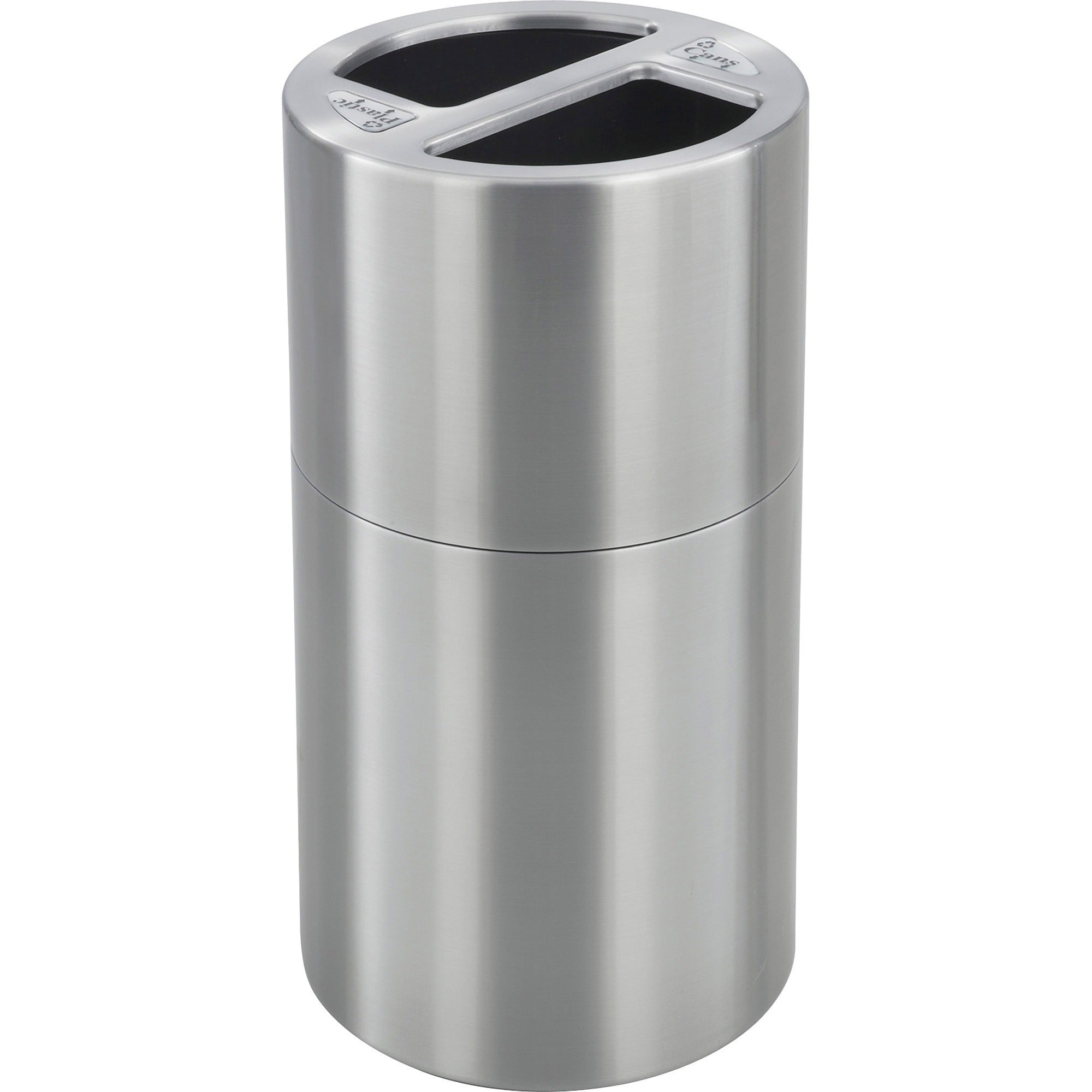 safco-dual-recycling-receptacle-30-gal-capacity-325-height-x-175-diameter-aluminum-stainless-steel-1-each_saf9931ss - 1