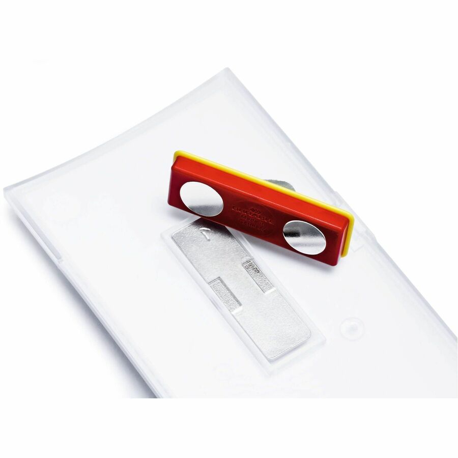 DURABLE CLICK FOLD Convex Magnetic Name Badge Holder - 2-1/8" x 3-5/8" - Plastic - Transparent - 10 / Box