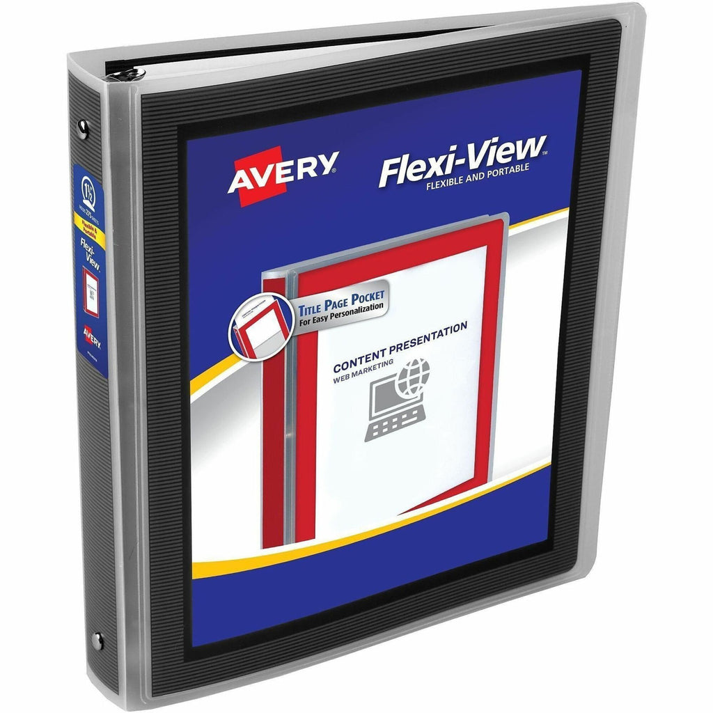 Flexi-View Binder with Round Rings, 3 Rings, 1.5" Capacity, 11 x 8.5, Black