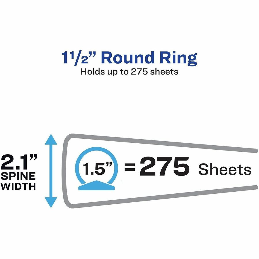 Flexi-View Binder with Round Rings, 3 Rings, 1.5" Capacity, 11 x 8.5, Black