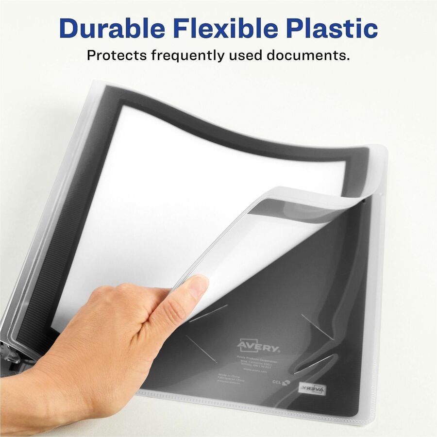 Flexi-View Binder with Round Rings, 3 Rings, 1.5" Capacity, 11 x 8.5, Black