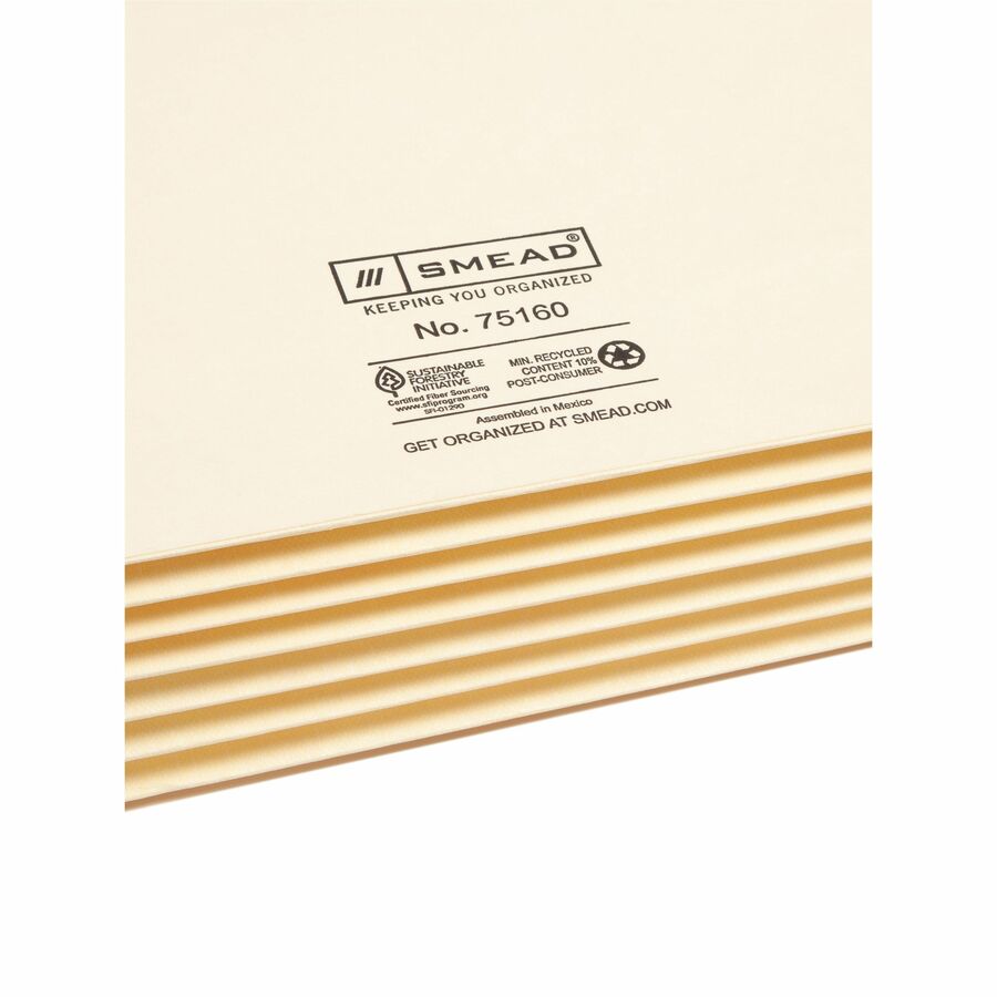 Manila End Tab TUFF Pockets, 5.25" Expansion, Letter Size, Manila, 10/Box