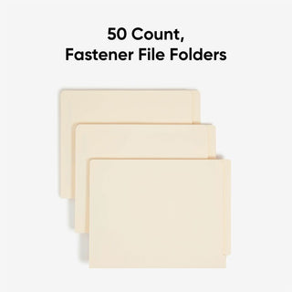 Fastener Folder with Divider, 0.75" Expansion, 1 Divider, 4 Fasteners, Letter Size, Manila Exterior, 50/Box
