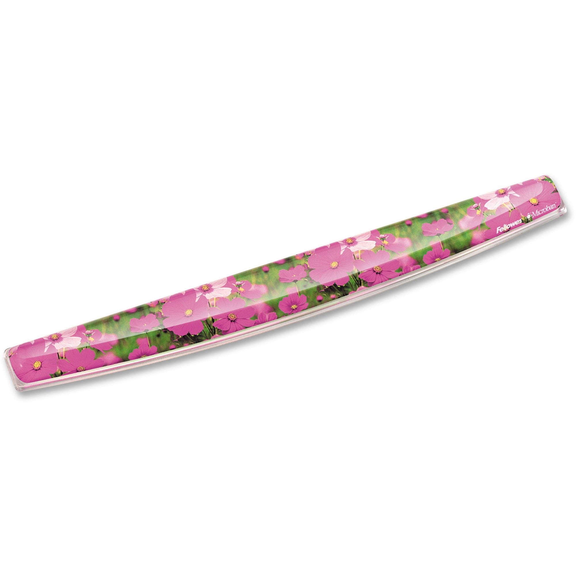 Photo Gel Keyboard Wrist Rest with Microban Protection, 18.56 x 2.31, Pink Flowers Design