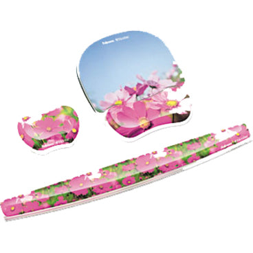 Photo Gel Keyboard Wrist Rest with Microban Protection, 18.56 x 2.31, Pink Flowers Design