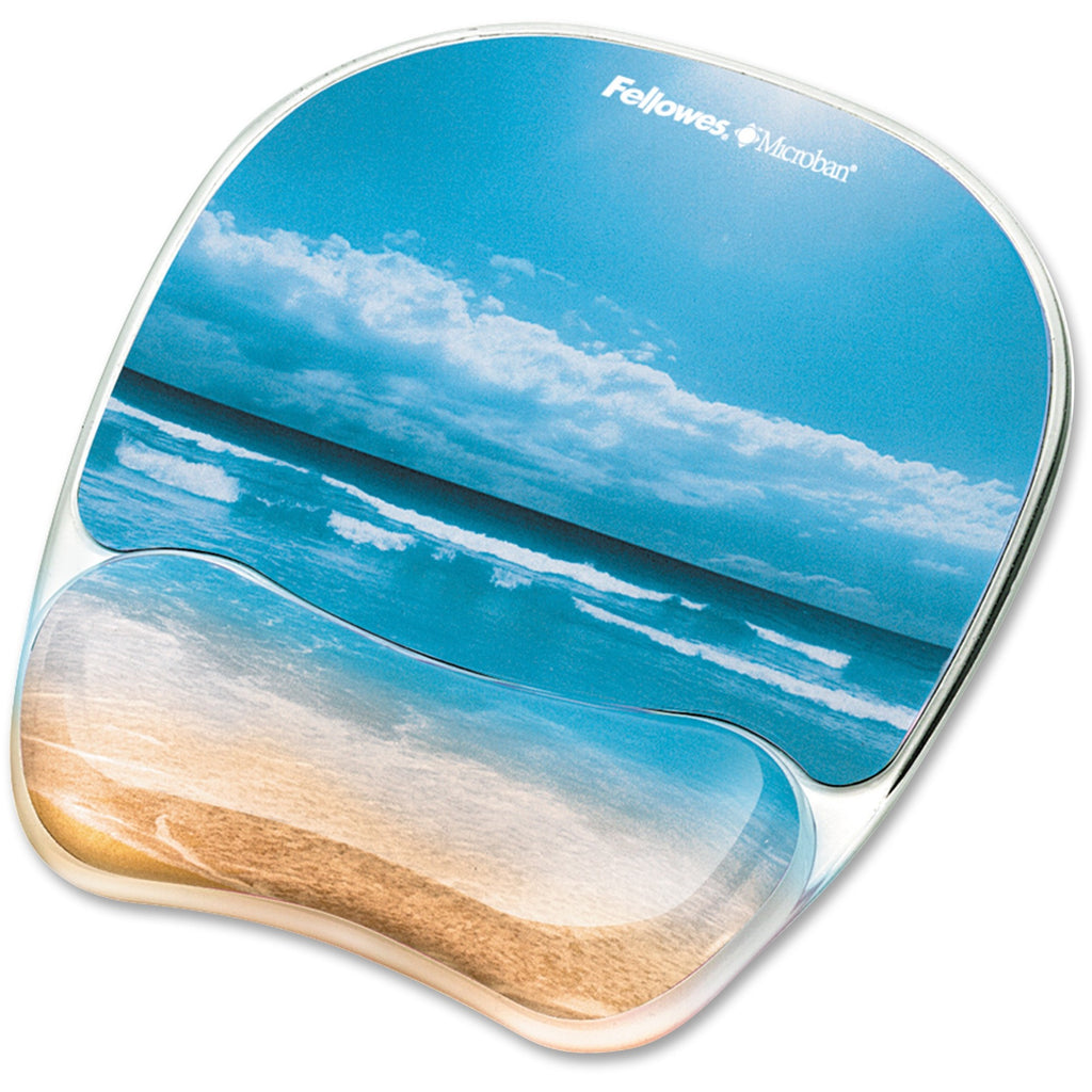 Photo Gel Mouse Pad with Wrist Rest with Microban Protection, 7.87 x 9.25, Sandy Beach Design