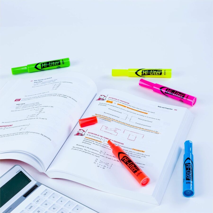 HI-LITER Desk-Style Highlighters, Assorted Ink Colors, Chisel Tip, Assorted Barrel Colors, Dozen