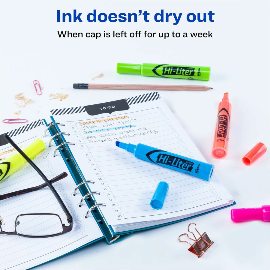 HI-LITER Desk-Style Highlighters, Assorted Ink Colors, Chisel Tip, Assorted Barrel Colors, Dozen