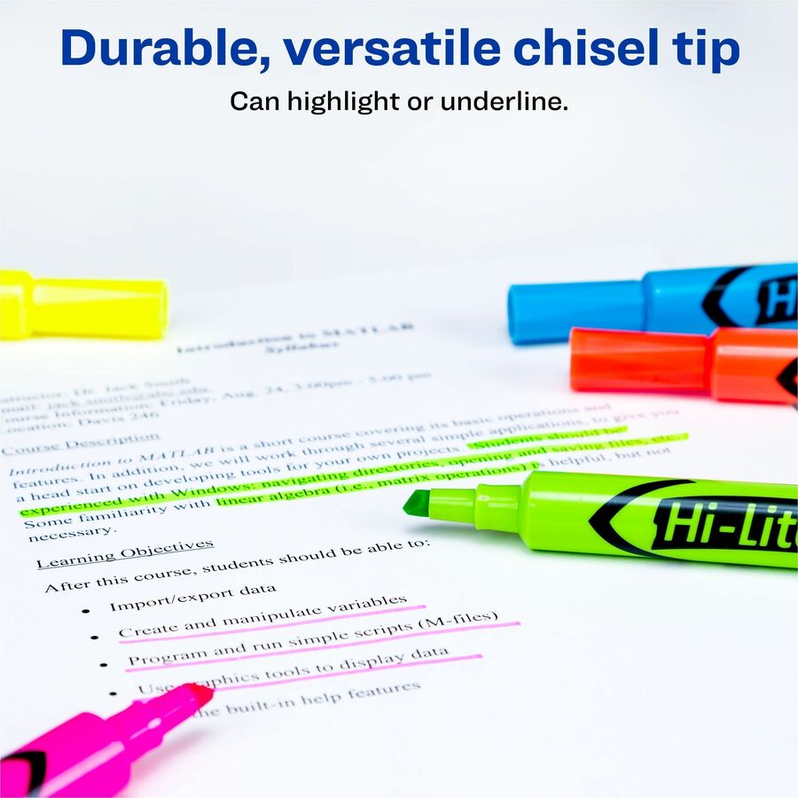 HI-LITER Desk-Style Highlighters, Assorted Ink Colors, Chisel Tip, Assorted Barrel Colors, Dozen