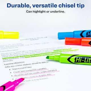 HI-LITER Desk-Style Highlighters, Assorted Ink Colors, Chisel Tip, Assorted Barrel Colors, Dozen