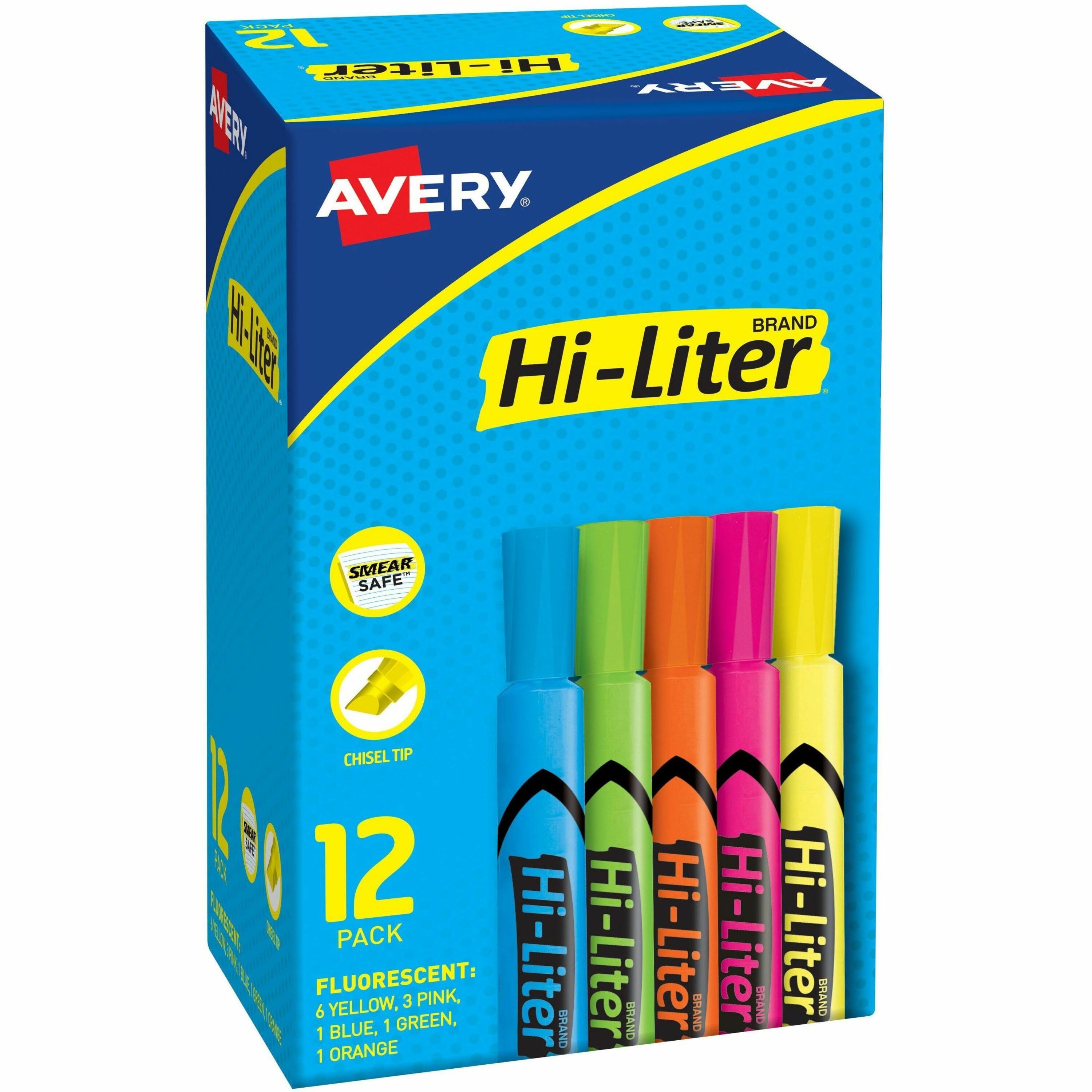 HI-LITER Desk-Style Highlighters, Assorted Ink Colors, Chisel Tip, Assorted Barrel Colors, Dozen