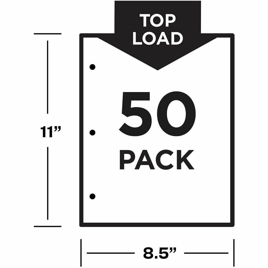 Top-Load Poly Three-Hole Sheet Protectors, Non-Glare, Letter, 50/Box