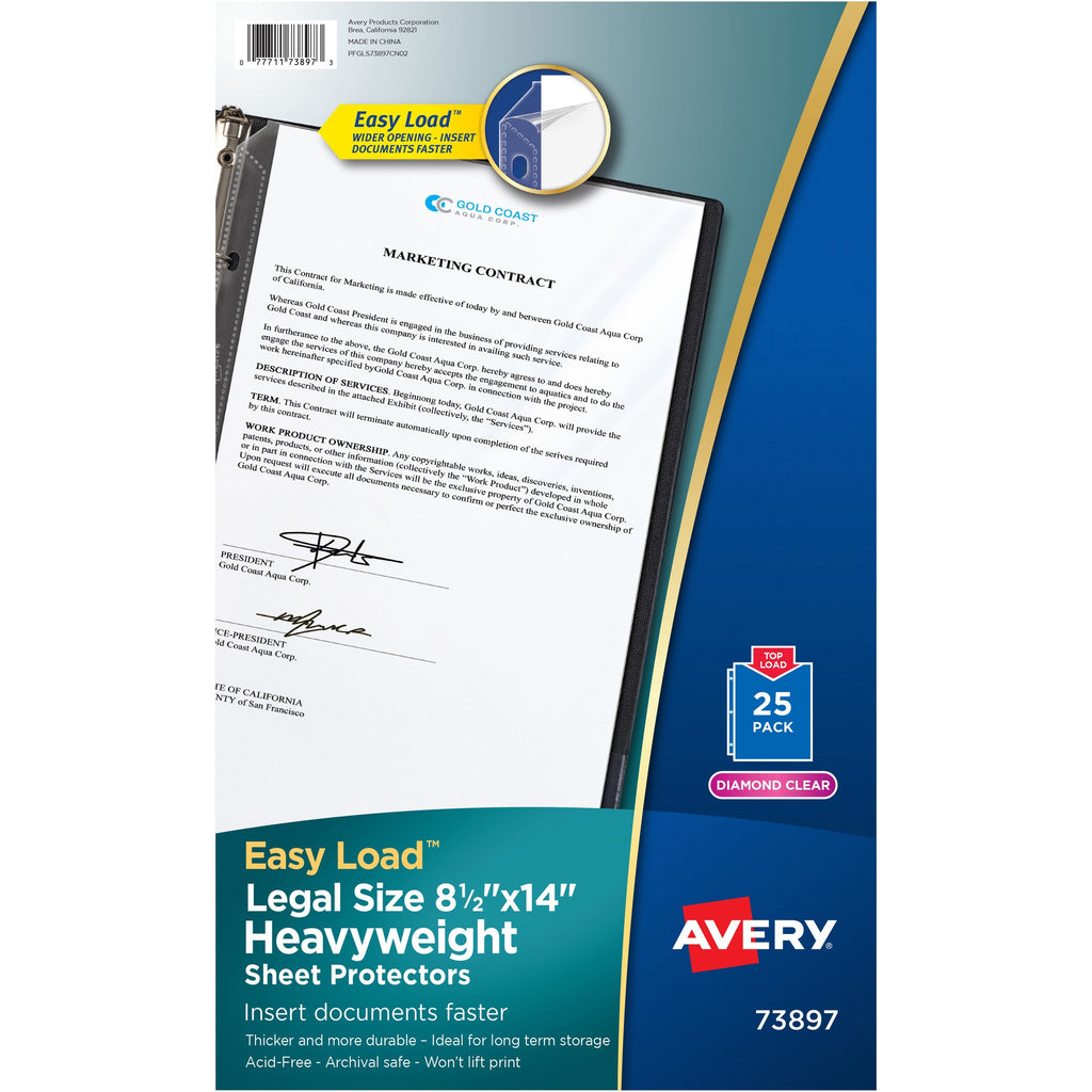 Top-Load Polypropylene Sheet Protector, Heavy, Legal, Diamond Clear, 25/Pack