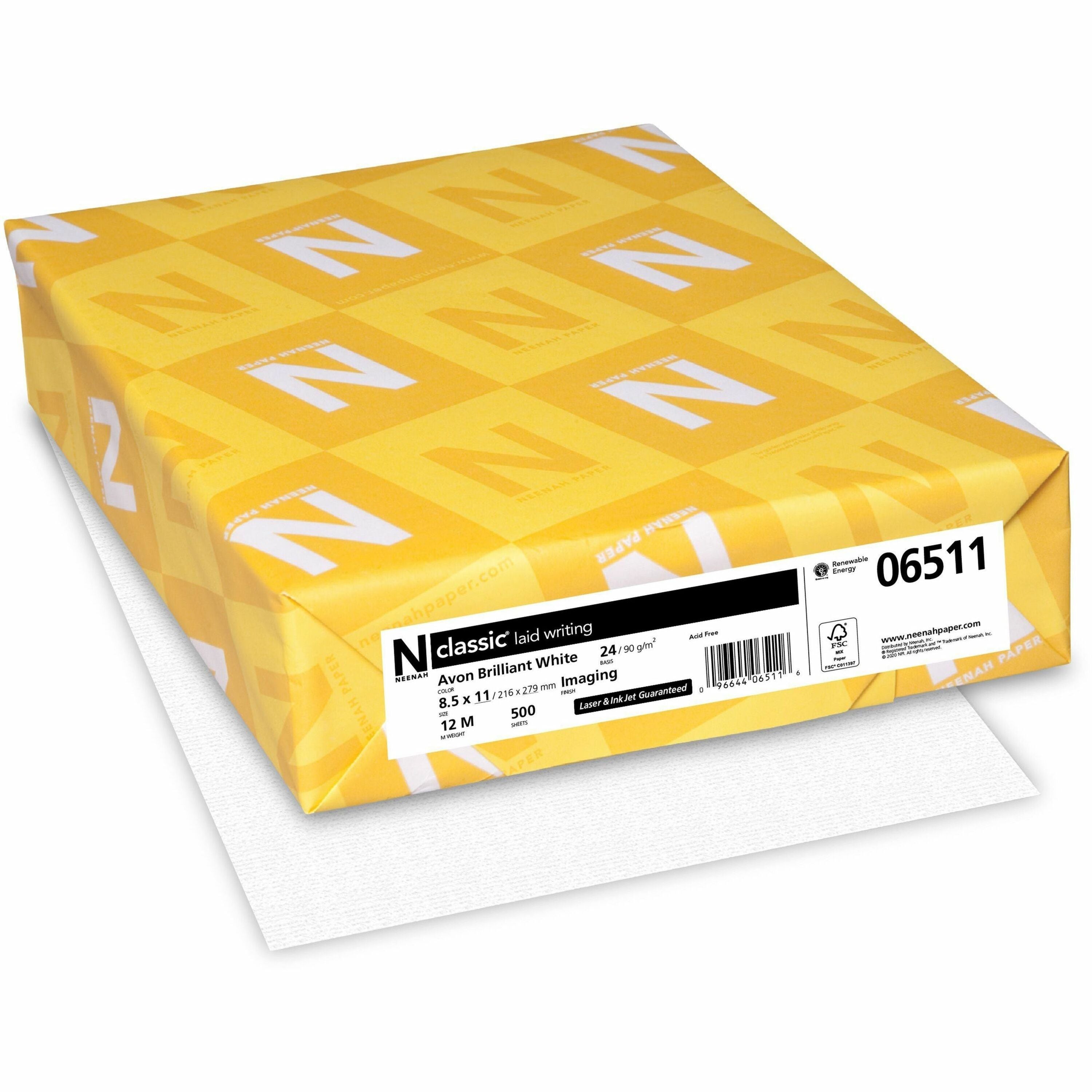 CLASSIC Laid Stationery, 93 Bright, 24 lb Bond Weight, 8.5 x 11, Avon White, 500/Ream