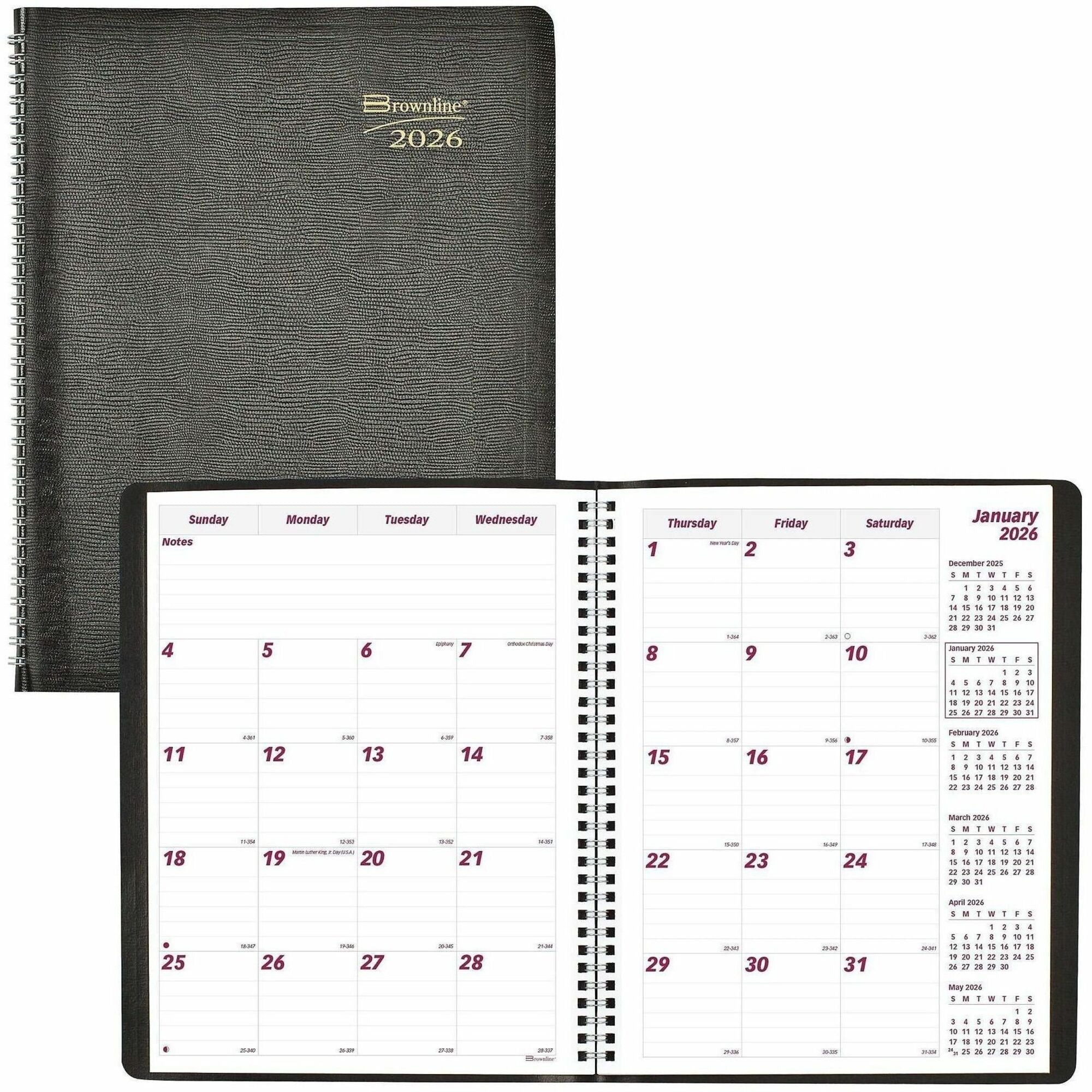 Essential Collection 14-Month Ruled Monthly Planner, 11 x 8.5, Black Cover, 14-Month (Dec to Jan): 2023 to 2025