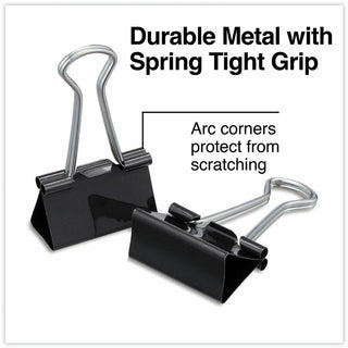 Binder Clips with Storage Tub, Medium, Black/Silver, 24/Pack