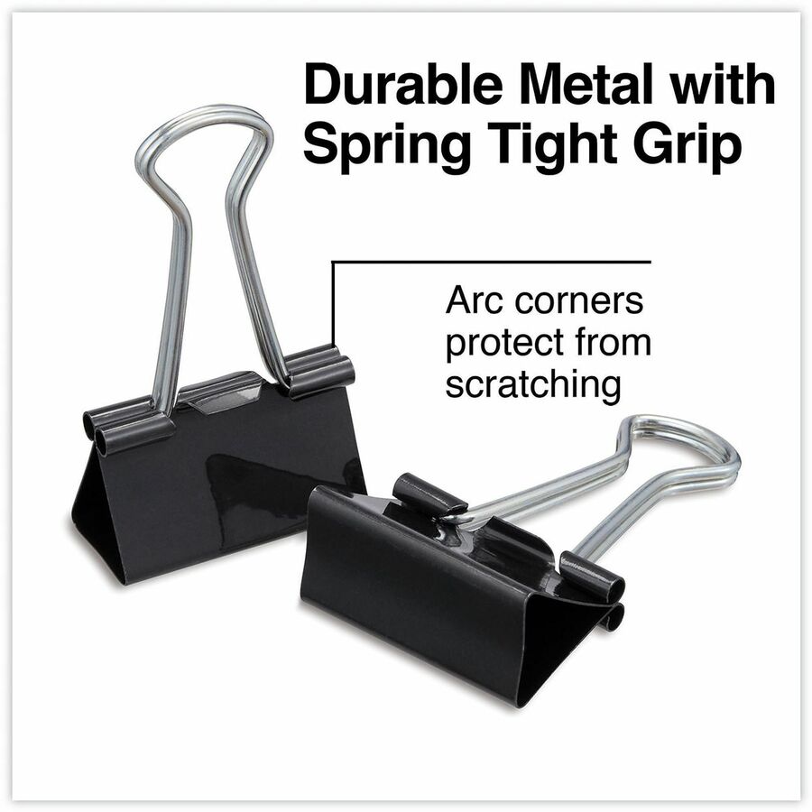 Binder Clips with Storage Tub, Medium, Black/Silver, 24/Pack
