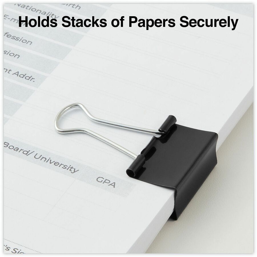 Binder Clips with Storage Tub, Medium, Black/Silver, 24/Pack