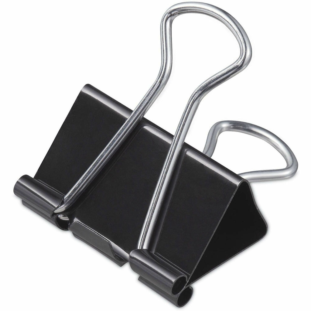 Binder Clips with Storage Tub, Medium, Black/Silver, 24/Pack