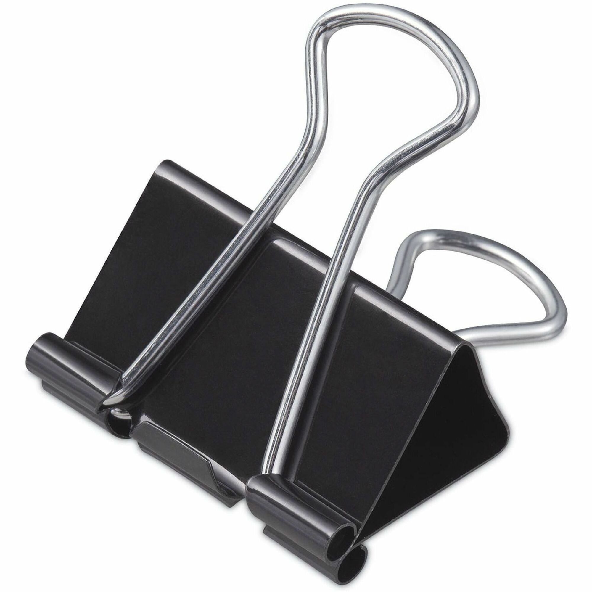 Binder Clips with Storage Tub, Medium, Black/Silver, 24/Pack