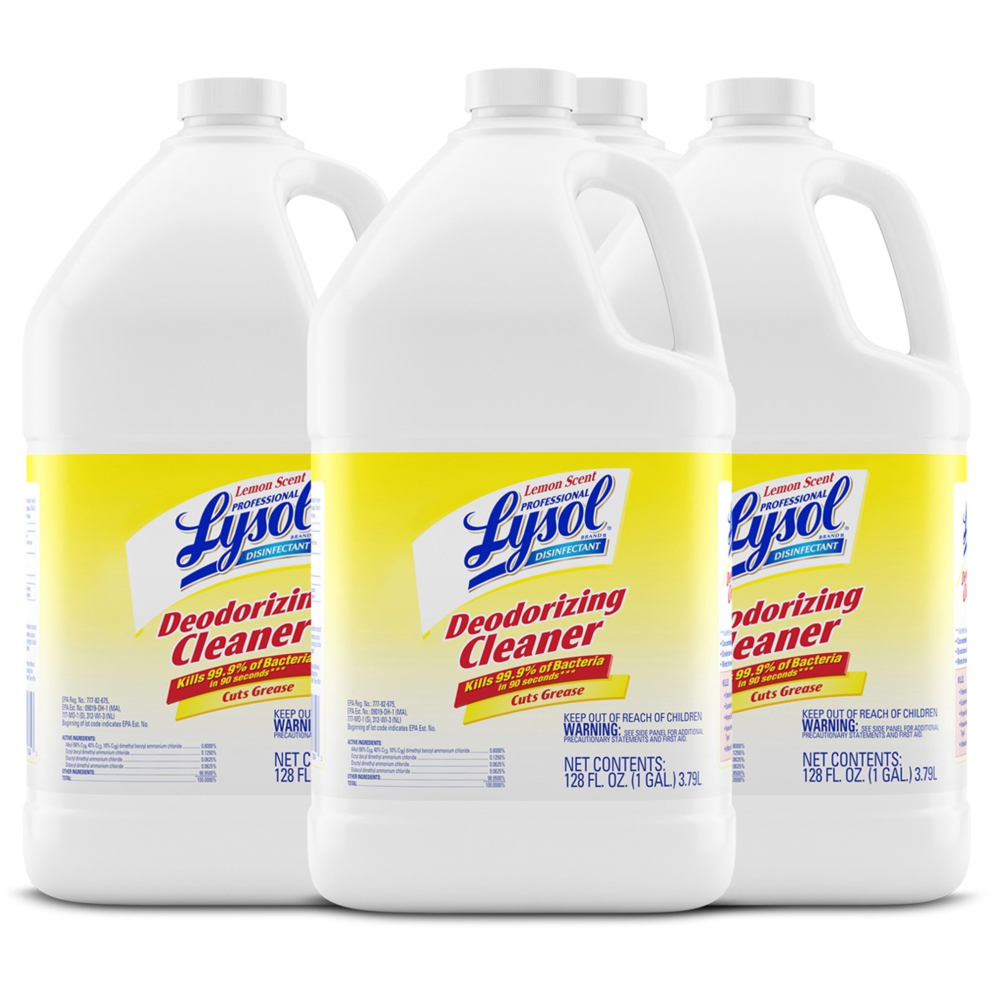 Disinfectant Deodorizing Cleaner Concentrate, 1 gal Bottle, Lemon Scent - 1