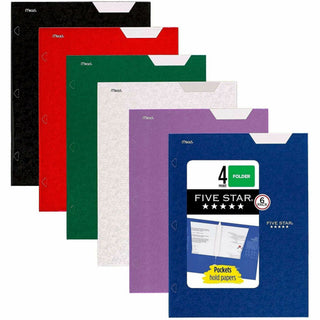 Mead Pocket Folder - 4 Internal Pocket(s) - Assorted - 6 / Pack