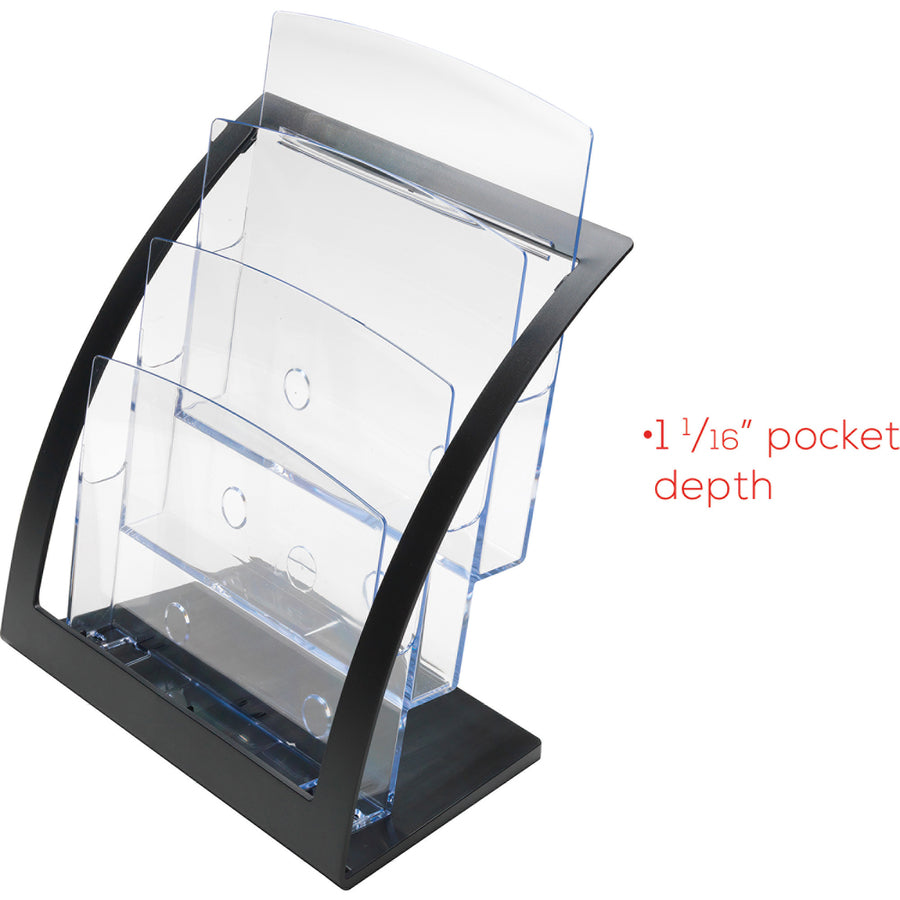 3-Tier Literature Holder, Leaflet Size, 11.25w x 6.94d x 13.31h, Black, Ships in 4-6 Business Days