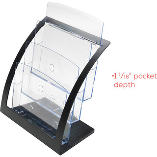 3-Tier Literature Holder, Leaflet Size, 11.25w x 6.94d x 13.31h, Black, Ships in 4-6 Business Days