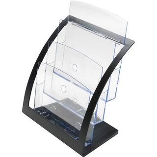 3-Tier Literature Holder, Leaflet Size, 11.25w x 6.94d x 13.31h, Black, Ships in 4-6 Business Days