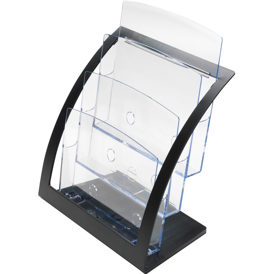 3-Tier Literature Holder, Leaflet Size, 11.25w x 6.94d x 13.31h, Black, Ships in 4-6 Business Days